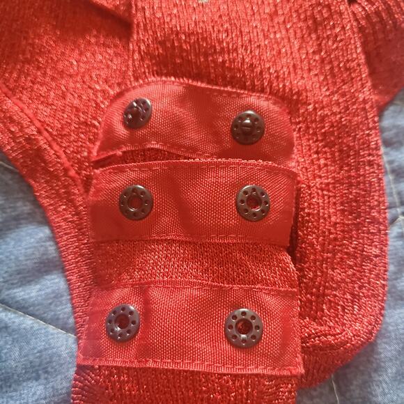 Victoria's Secret Size S Red Metallic Bodysuit Snaps Deep V Neck Club Party - Picture 9 of 11